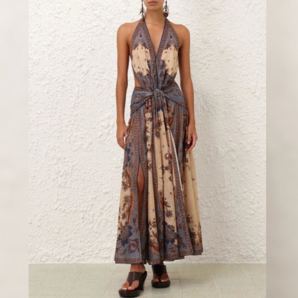 Zimmermann Beige and Blue Maxi Dress